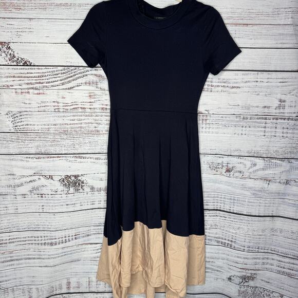 COS Color Block Navy & Black Short Sleeve Dress XS - Picture 1 of 3